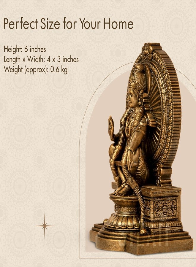 SILAII Lord Ayyappan Idol | Sabarimala Swamy Ayyappa Divine Sculpture for Home Temple | Antique Bronze Fininsh Spiritual Showpiece & Gift (6 INCH) - Image 4
